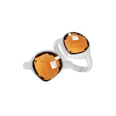 Handmade sterling silver pear bezel double stone ring with Citrine Quartz